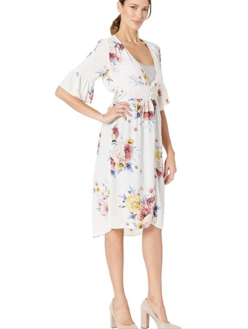 Wrangler White Floral Cardigan with Pink and Yellow Blooms Size XL
